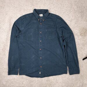 Marine Layer Mens Button Shirt Green Marge Medium Large Checkered Huckberry REI